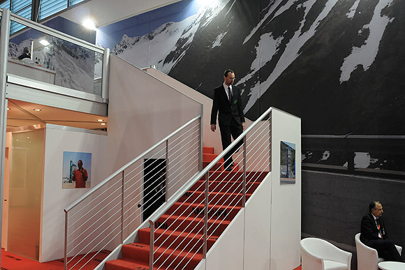 Panoramawand als Rückwand eines Messestandes