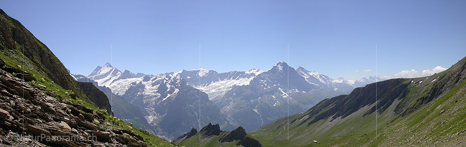 P000038: Panorama Schreckhorn, Fiescherhörner und Eiger vom Schwarzhorn, Grindelwald