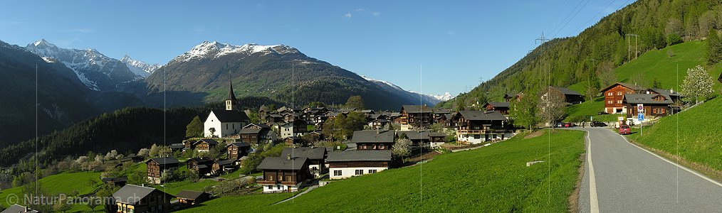P000148: Panoramafoto Bergdorf Ernen im Goms, Wallis