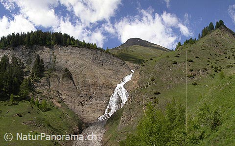 P000169: Panorama Wasserfall am Ausgang des Fäldbachtals, Binntal