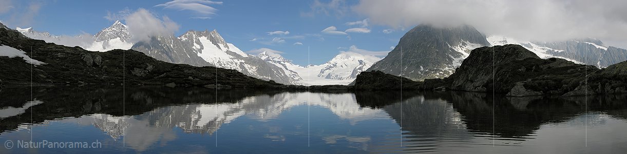 P000206: Panoramabild Spiegelung in Bergsee am Tälligrat, Aletsch