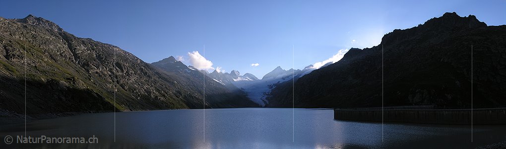 P000385: Panoramafoto Abendstimmung am Oberaarsee, Grimsel