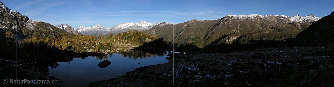 P000487: Panoramafoto Morgenstimmung am Mässersee, Binntal