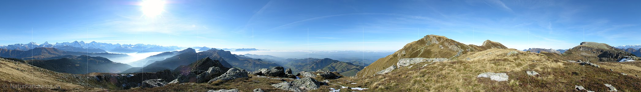 P000625: 360° Gipfelpanorama Vorgipfel Hohgant West