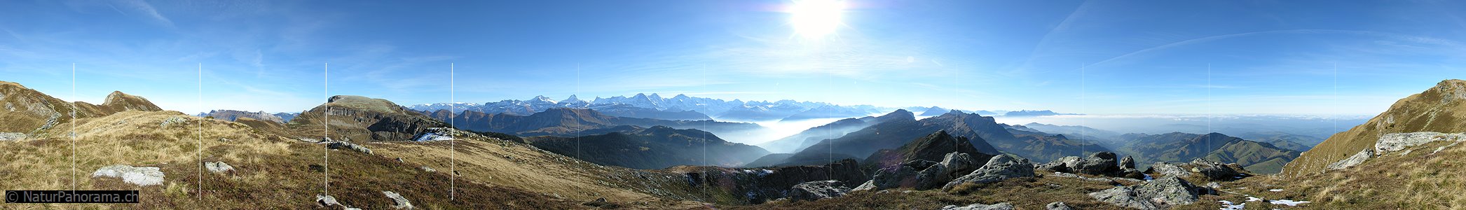 P000625a: 360° Gipfelpanorama Vorgipfel Hohgant West