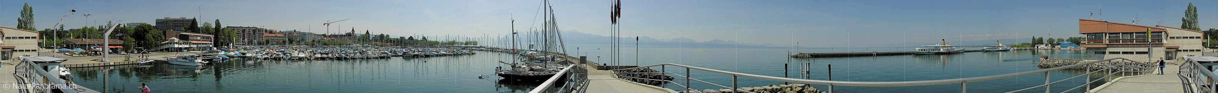 P001086: 360° Panoramic photo Boat harbour Lausanne - Ouchy