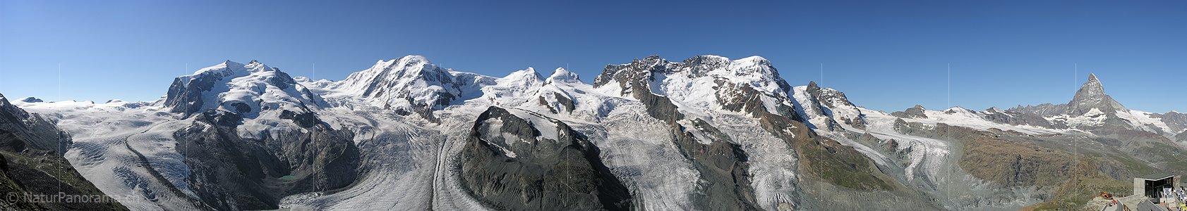 P001228c: Panoramafoto Monte Rosa und Matterhorn vom Gornergrat