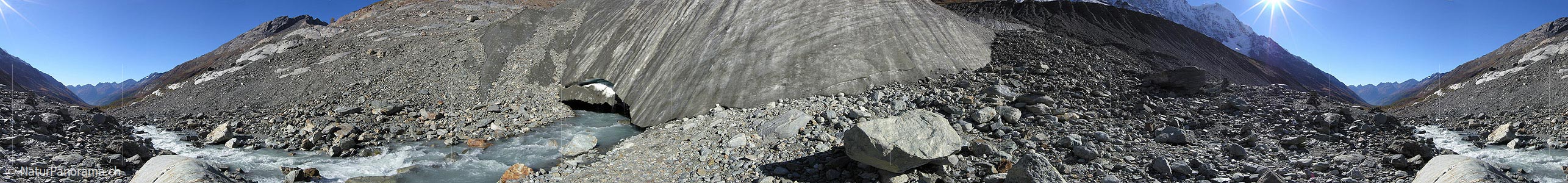 P001519: Panoramafoto Gletschertor am Langgletscher im Lötschental