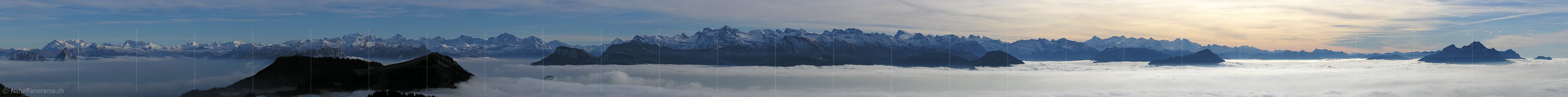 P001561a: Panorama Rigi Rotstock: Glarner Alpen - Urner Alpen - Berner Alpen - Pilatus
