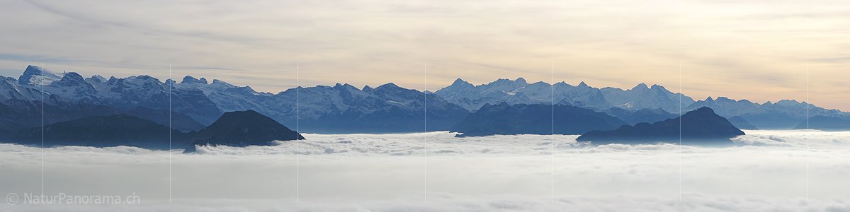 P001561b: Panorama Rigi Rotstock: Titlis bis Wilerhorn