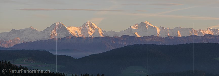 P001624: Panorama Abendstimmung über dem Emmental mit Eiger, Mönch und Jungfrau