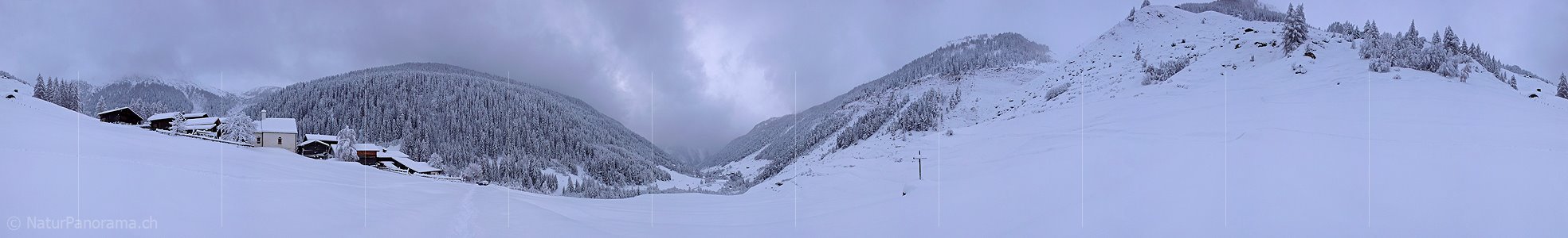 P001637: Panorama Bergtal (Binntal) mit Neuschnee