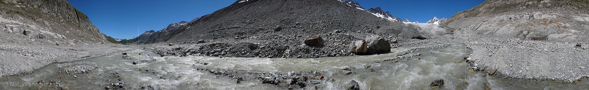 P002339: Panoramafoto Gletscherbach und Gletschertor