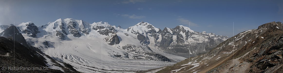 P003742g: Panoramic photo Piz Palü - Piz Bernina - Piz Morteratsch (Bernina massif)