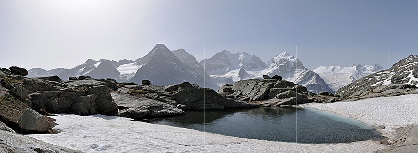 P003771b: Panoramabild Forcla Surlej und Berninagruppe