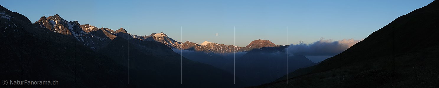P003901: Panorama Morgenstimmung mit Weisshorn und Vollmond