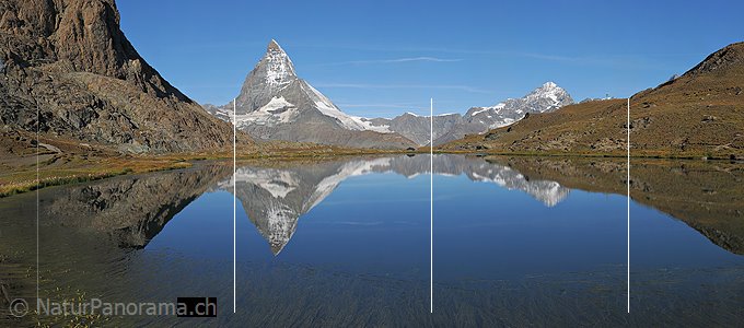 P004037: Grosspanorama Spiegelung Matterhorn im Riffelsee