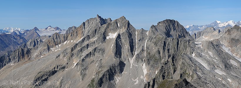 P004107a: Panoramafoto Pizzo Rotondo, Pizzo Pesciora und Witenwasserenstock vom Pizzo Lucendro