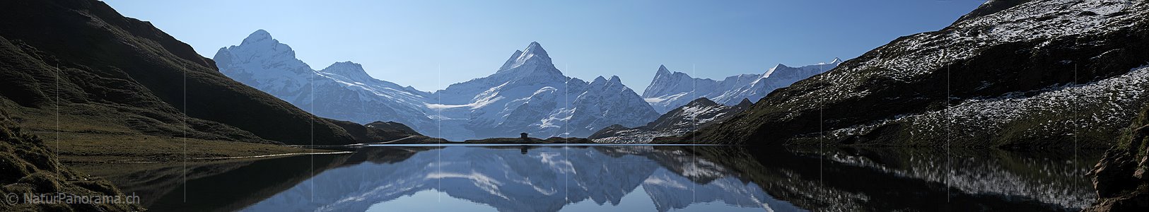 P004132: Panoramabild Bachalpsee mit Wetterhorn, Bärglistock, Schreckhorn und Finsteraarhorn
