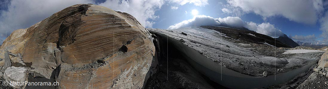P005544: Panoramic picture of edge gap and glacier grotto