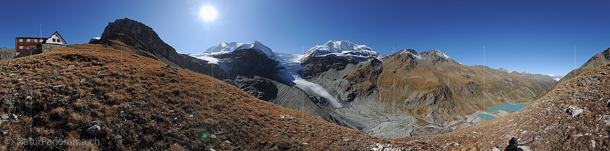 P005711: 360° Panoramafoto Turtmanngletscher und Turtmannhütte (Stand 10.2009)