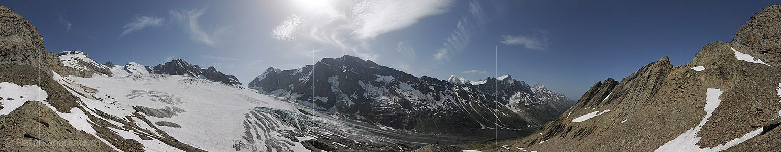 P006352: 360° Panoramafoto Anungletscher, Langgletscher und Lötschenlücke