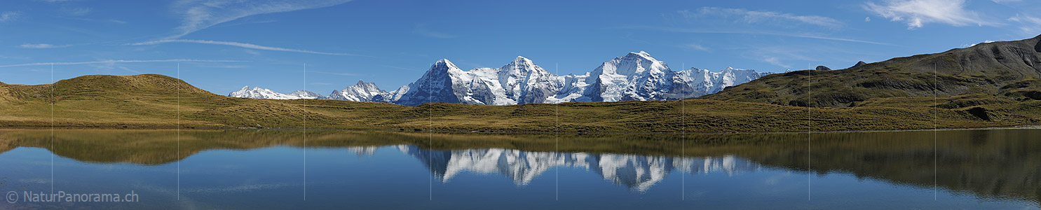 P006717c: Panorama Spiegelung mit Eiger, Mönch und Jungfrau