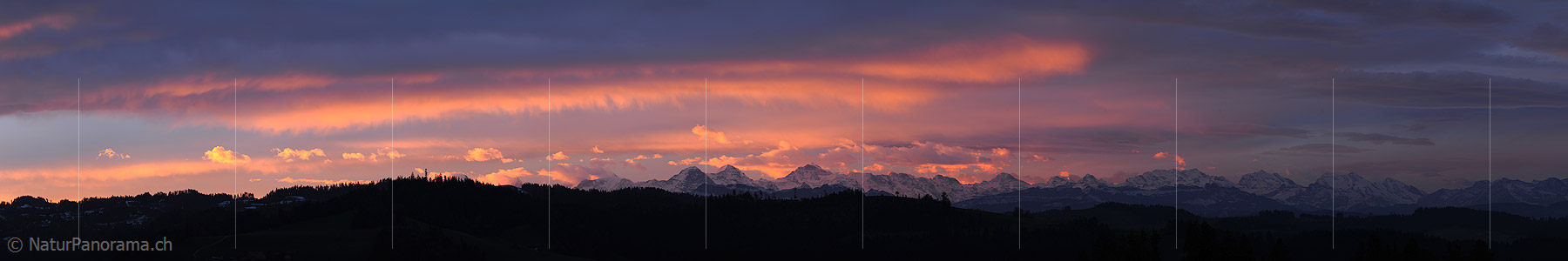 P006907: Panoramic photo Dramatic dawn over the Bernese Alps