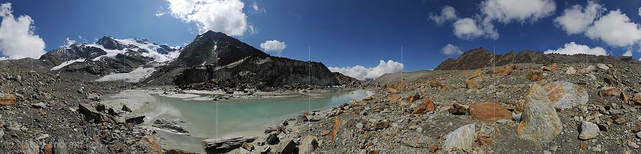 P008048: Grosspanorama Grüebugletscher mit Gletschersee und Eiswand
