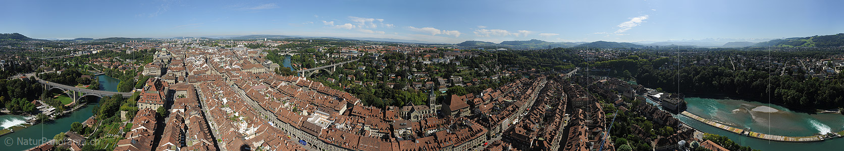P008111: 360° Gigapixel-Panoramabild Rundumsicht von der Spitze des Berner Münsters