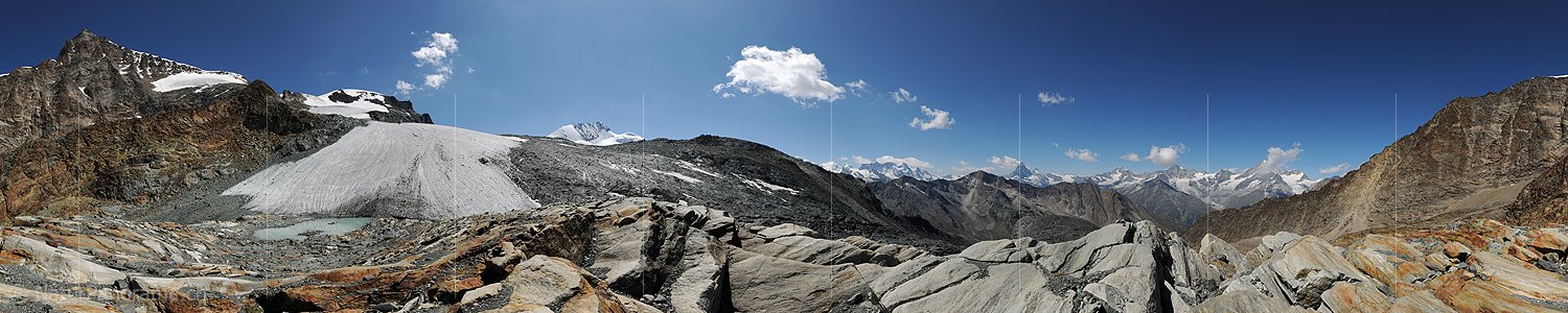P008274: 360° Panoramabild Alphubelgletscher und Walliser Alpen (Stand 8.2011)