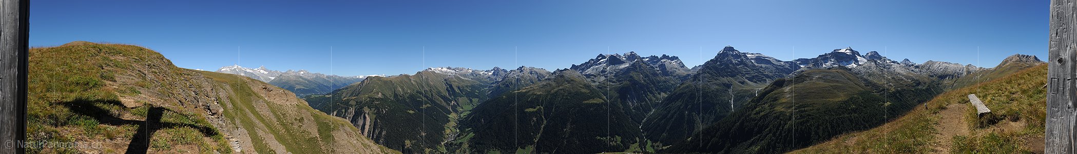 P008390: Panorama Binntal, Lengtal, Chriegalptal, Chummibort und Saflischtal