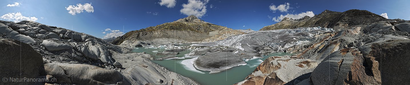P008614: 360° Panoramabild Rhonegletscher und Gletschersee mit Eisschollen (Stand 9.2011)