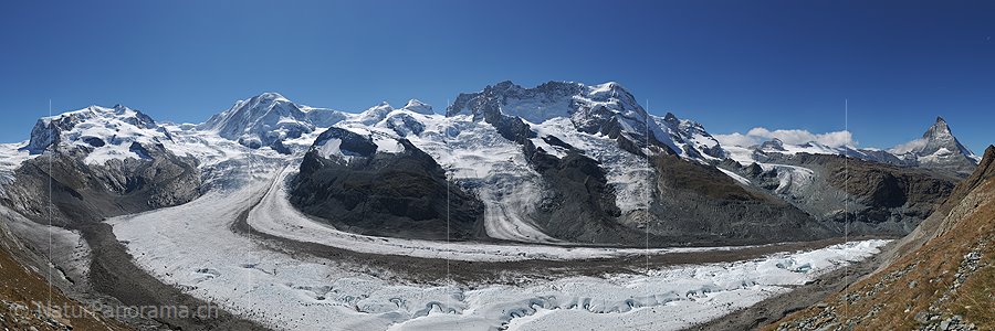 P010547a: Panoramafoto Zermatter Viertausender und Gornergletscher