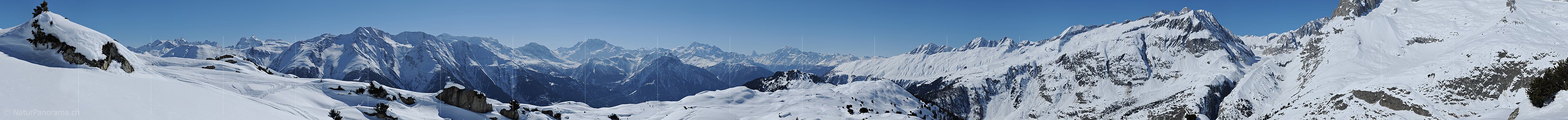 P012226a: Panoramafoto Walliser Alpen vom Aletschgebiet (Winterlandschaft)