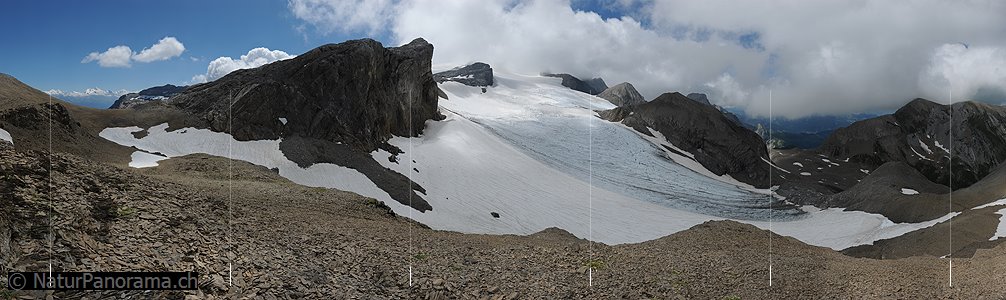 P013348: Gigapixel-Panoramafoto Schnidejoch, Tungelgletscher und Chilchligletscher