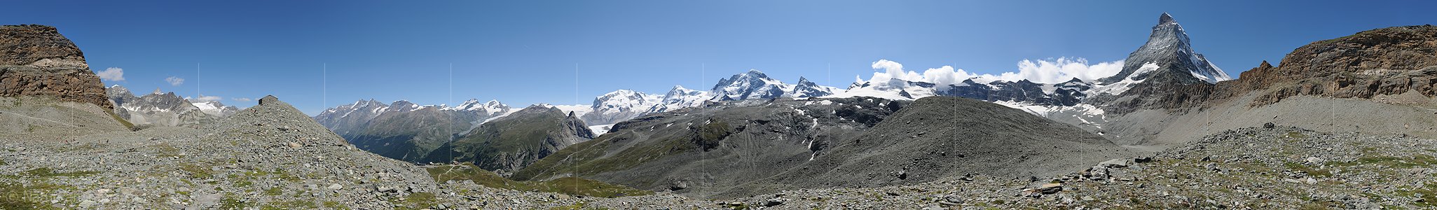 P013392a: 360° Panoramabild Matterhorn und Zermatter 4000er