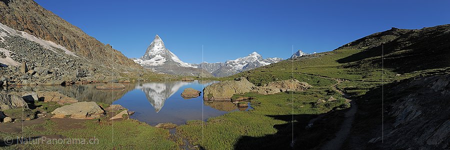P014804b: Panoramafoto Spiegelung des Matterhorns im Riffelsee