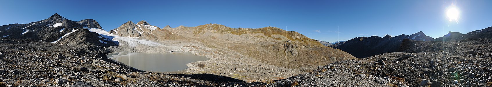 P015123: 360° Panoramafoto Witenwasserengletscher mit Gletscherrandsee (Stand 9.2014)