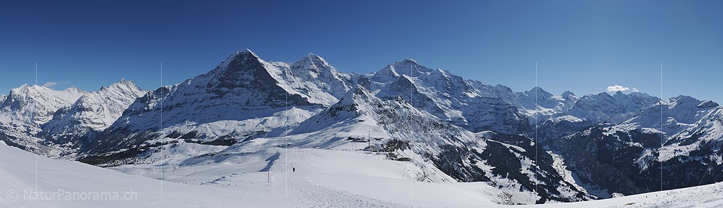 P015754f: Panoramic photo Bernese Alps with Eiger, Mönch and Jungfrau in winter