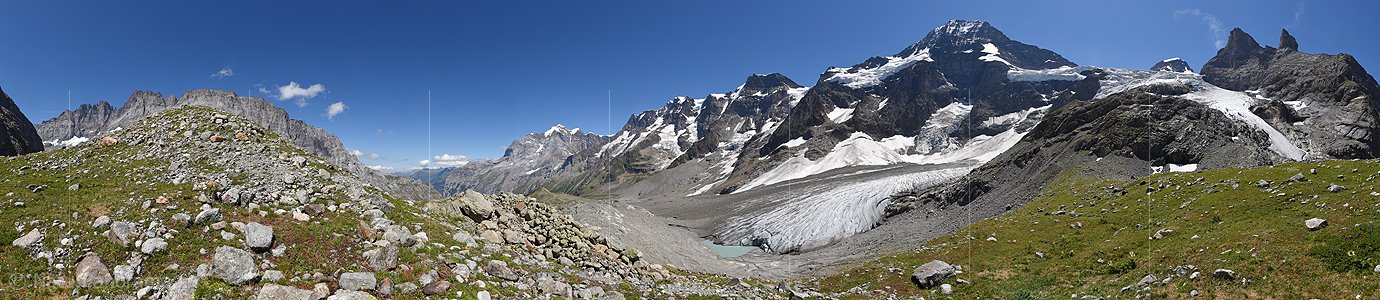 P016641: 360° Panoramafoto Breithorngletscher und Wetterlückengletscher