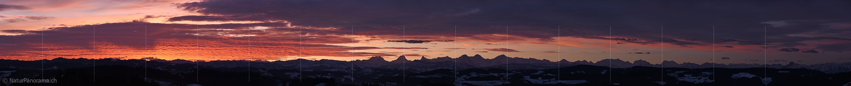 P017394: Panorama photo Early morning with with glowing clouds over the Alps