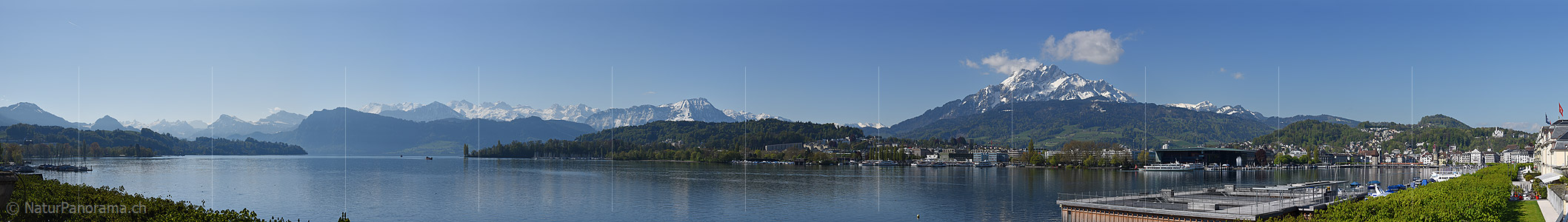 P017591b: Panorama photo Lake Lucerne and central alps from Lucerne
