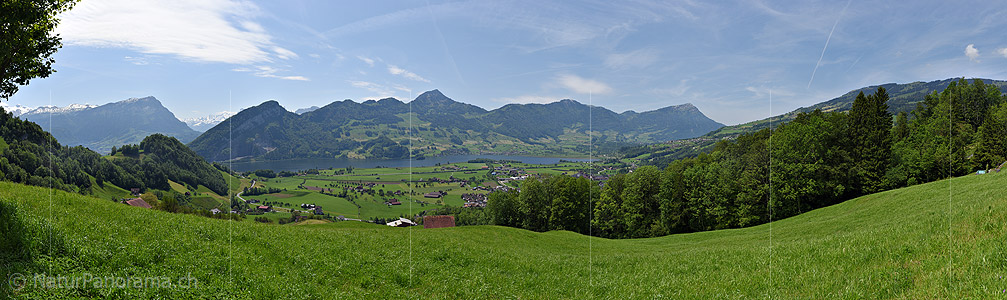 P017872: Panorama photo Fronalpstock, Rigi, Rossberg and Lake Lauerz Lauerzersee)