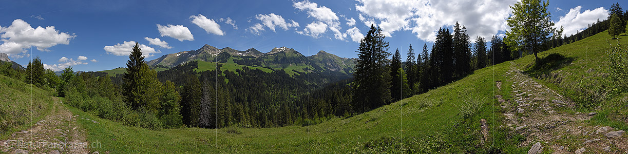 P017962: Panoramafoto Freundlicher Wolkenhimmel über den Berner Voralpen