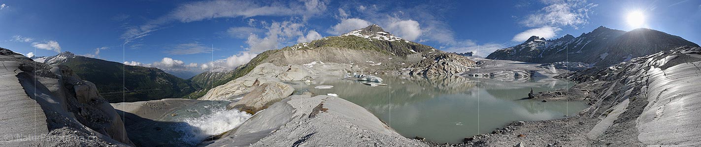 P018083: 360° Panorama Glacier lake at the Rhone glacier (Date 7.2016)