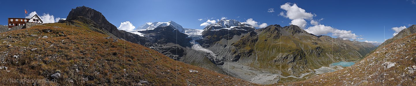 P018607: 360° Panoramafoto Turtmanngletscher und Turtmannhütte (Stand 9.2016)