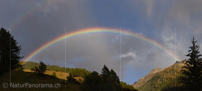 P018681: Panorama photo Rainbow over mountain valley