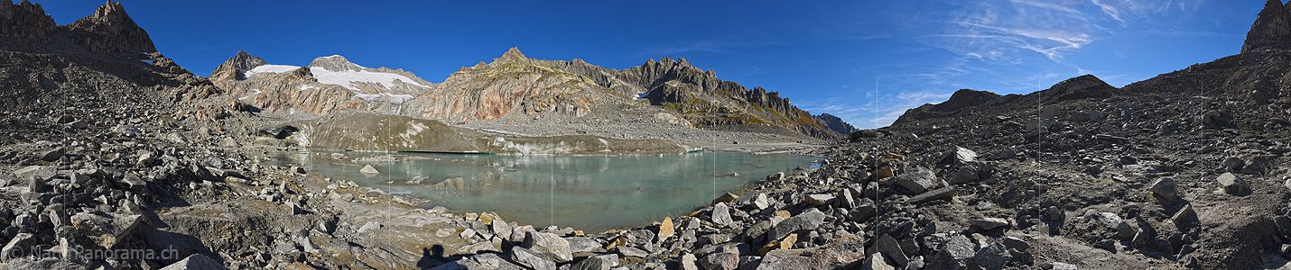 P018704: 360° Panoramafoto Flacher Gletschersee am Tiefengletscher (Stand 28.9.2016)