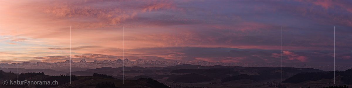 P019394: Panoramafoto Gefärbte Wolken am Morgenhimmel